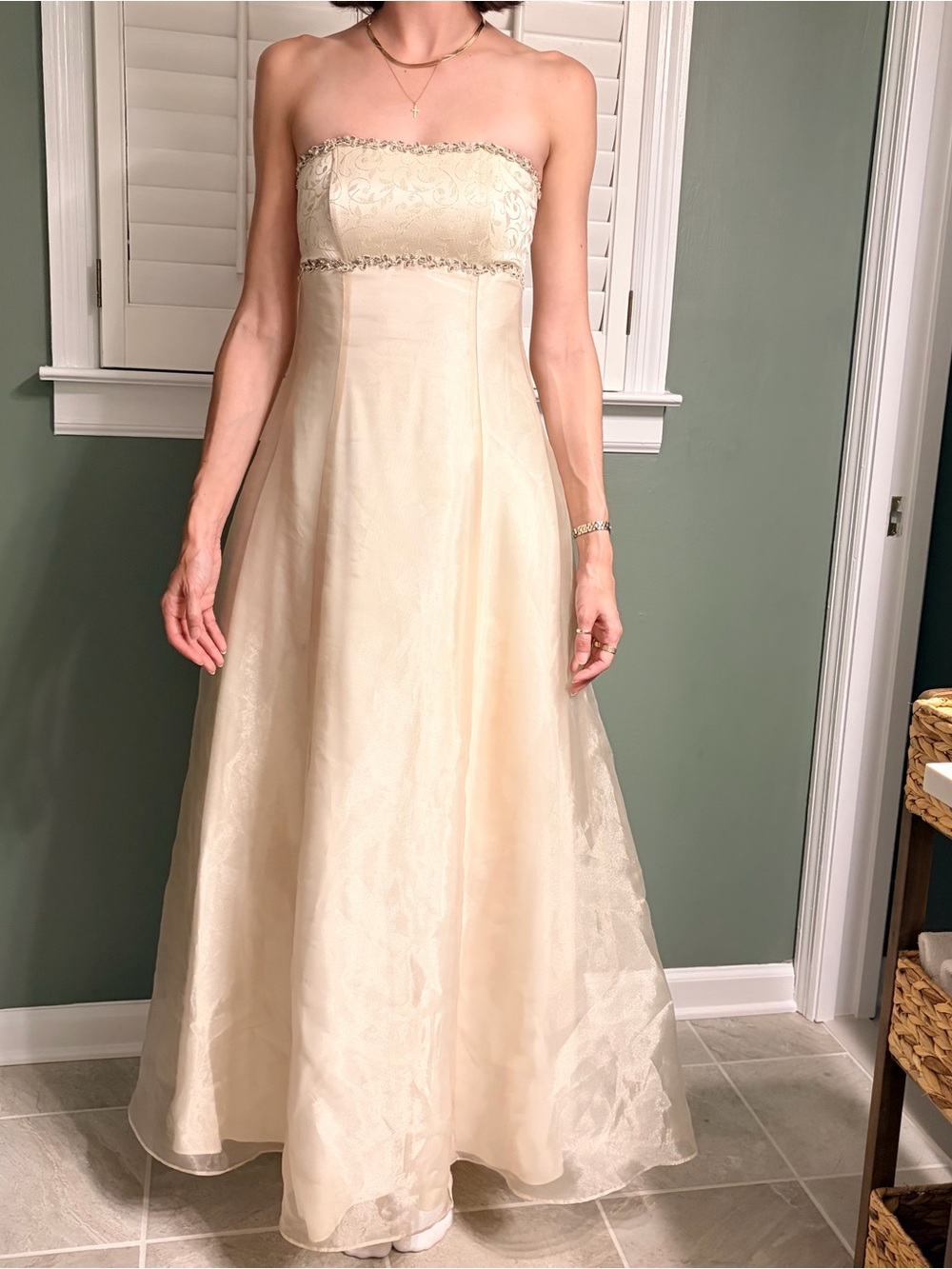 Vintage zum zum by niki livas Strapless Cream A-Line Evening Dress